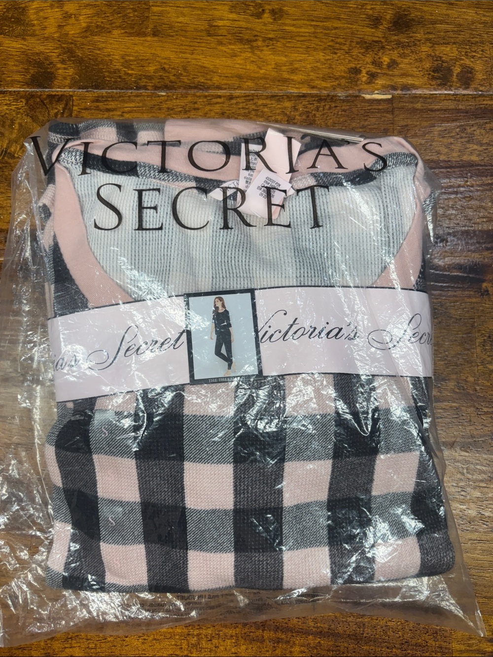 Victoria's Secret Pink and Black Buffalo Plaid Sleep Top